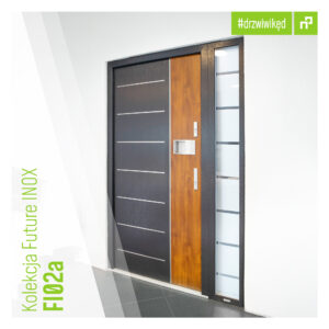 Drzwi zewnętrzne Wikęd kolekcja Future INOX - szary, drewno
