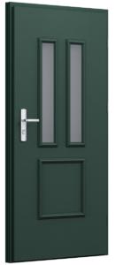 Drzwi z ozdobną ramką, drzwi rustykalne, zielone drzwi