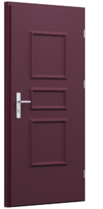 Drzwi z ozdobną ramką, drzwi w stylu angielskim, bordowe drzwi
